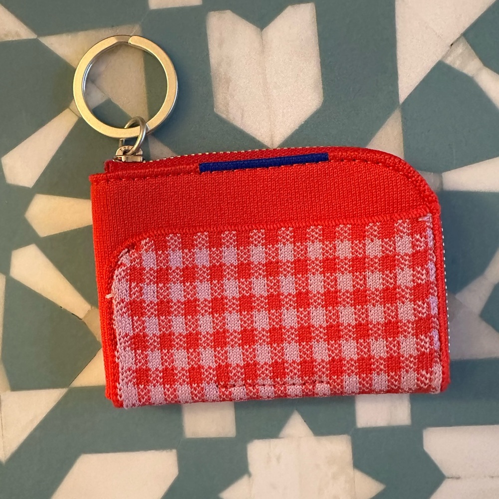 Rothy’s poppy gingham wallet keychain